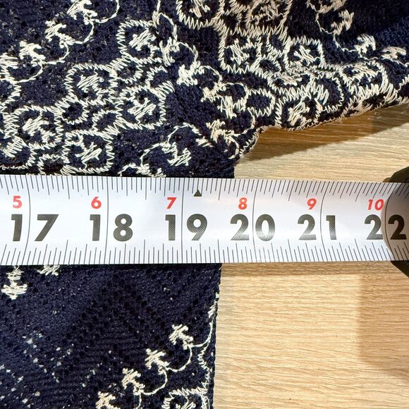 Xhilaration Navy White Crochet Sheer Caftan Open Front Cover Up Cardigan M - L - Picture 7 of 8